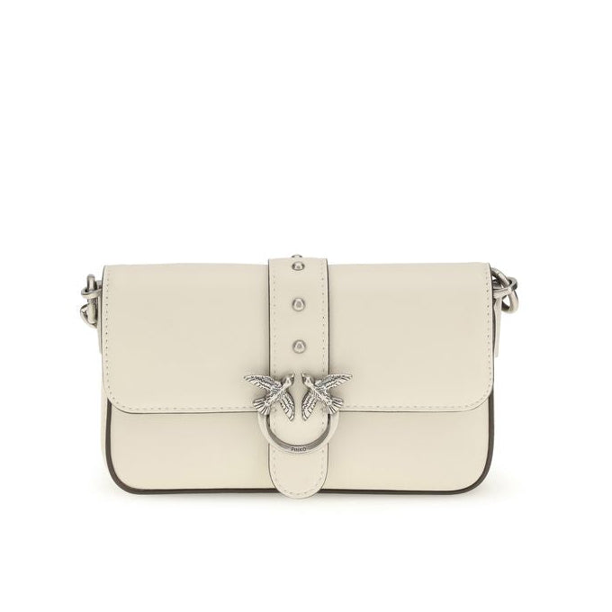 Sac bandoulière Bos Taurus en cuir de veau blanc Pinko