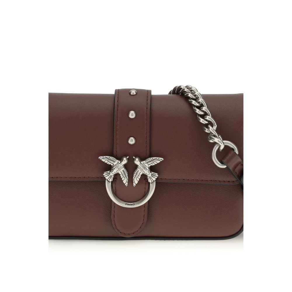 Sac bandoulière Bos Taurus en cuir de veau marron Pinko