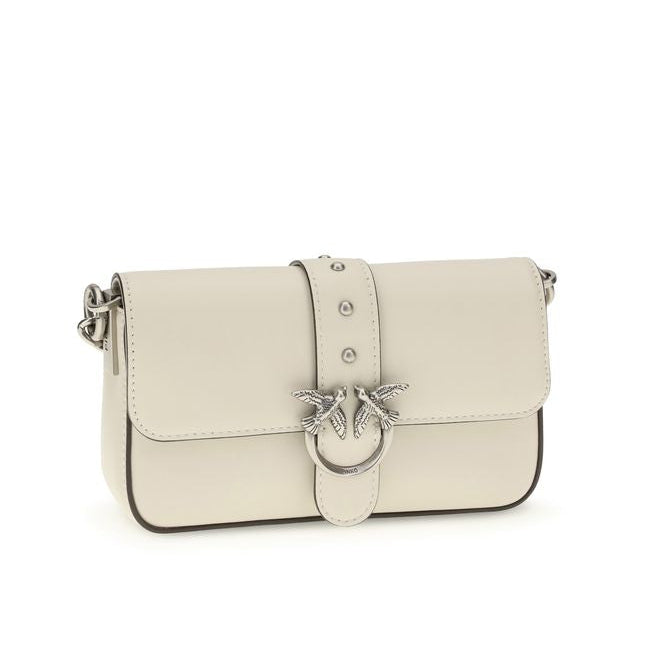 Sac bandoulière Bos Taurus en cuir de veau blanc Pinko