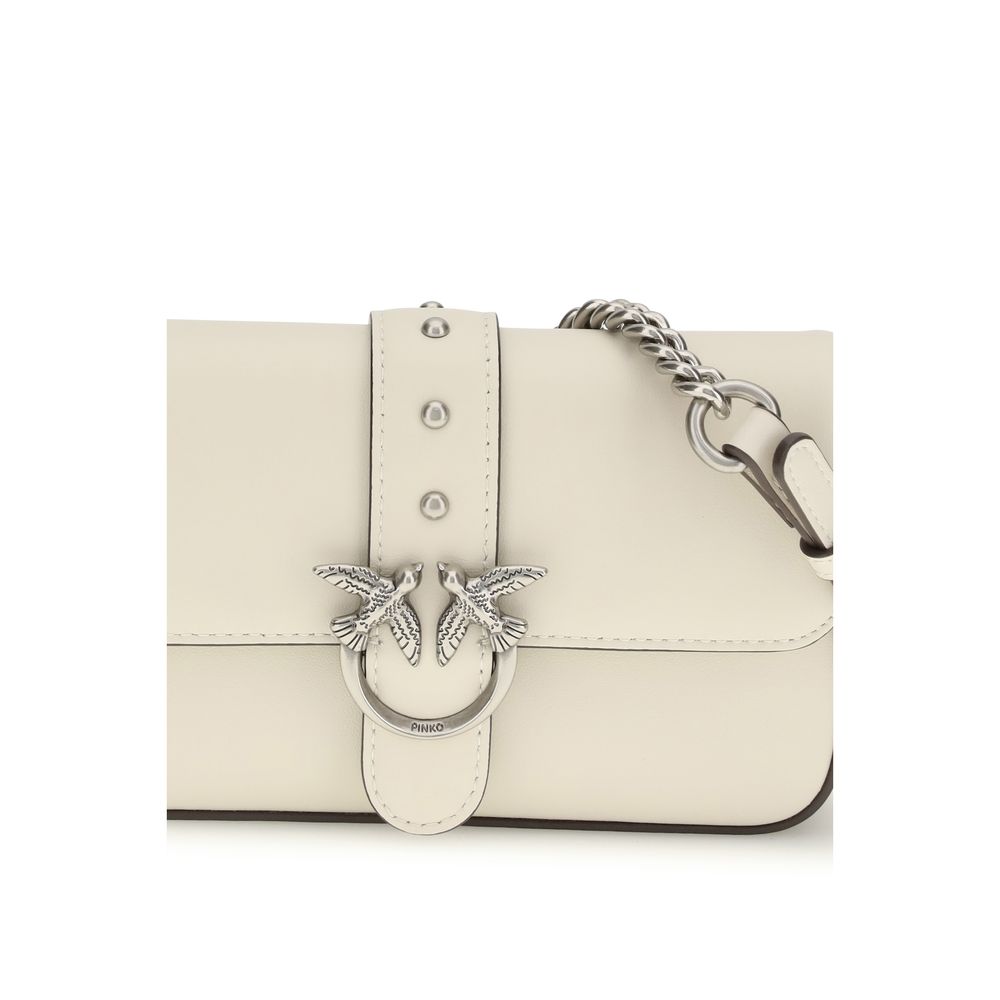 Sac bandoulière Bos Taurus en cuir de veau blanc Pinko