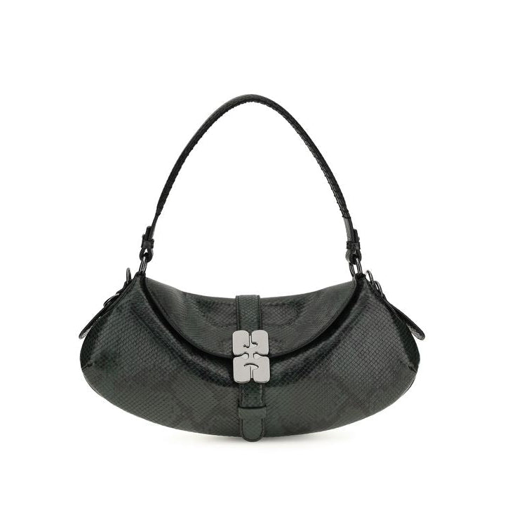 Blue Recycled Leather Shoulder Bag Ganni