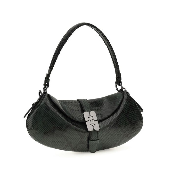 Blue Recycled Leather Shoulder Bag Ganni