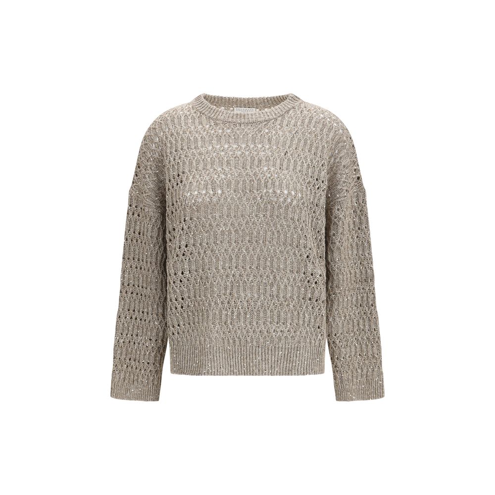 Pull en soie beige Brunello Cucinelli