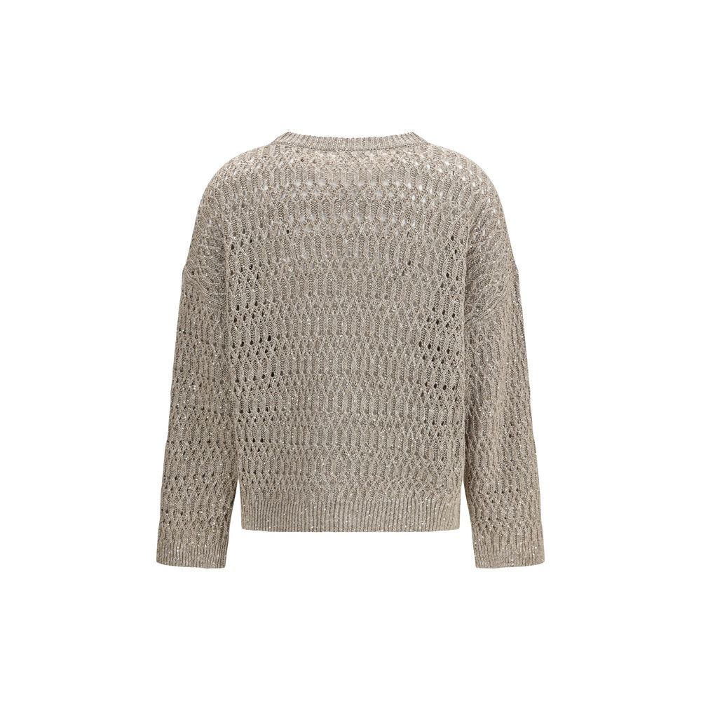 Pull en soie beige Brunello Cucinelli