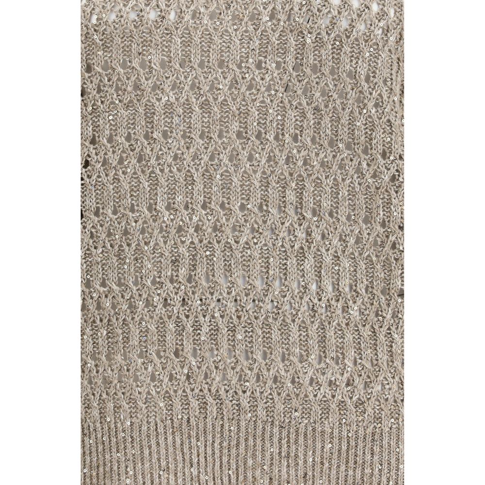 Pull en soie beige Brunello Cucinelli