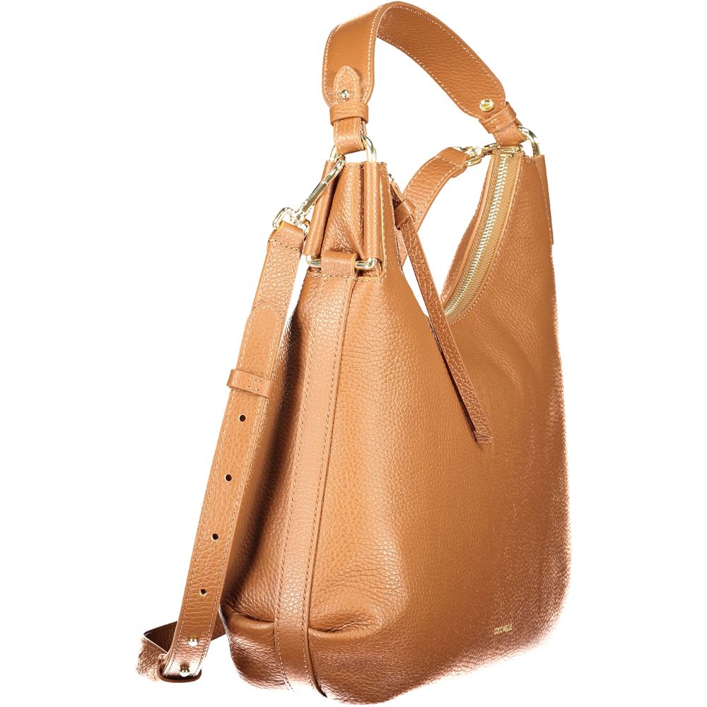 Bolso de mano de cuero marrón Coccinelle