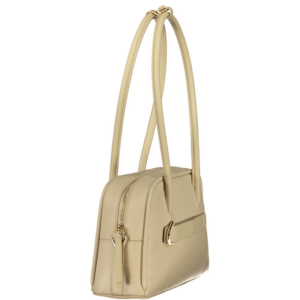 Bolso de mano de cuero beige Coccinelle