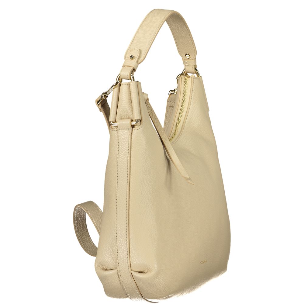 Bolso de mano de cuero beige Coccinelle