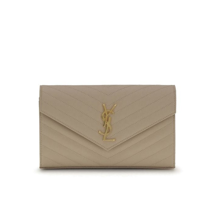 Sac bandoulière Bos Taurus en cuir de veau beige Saint Laurent