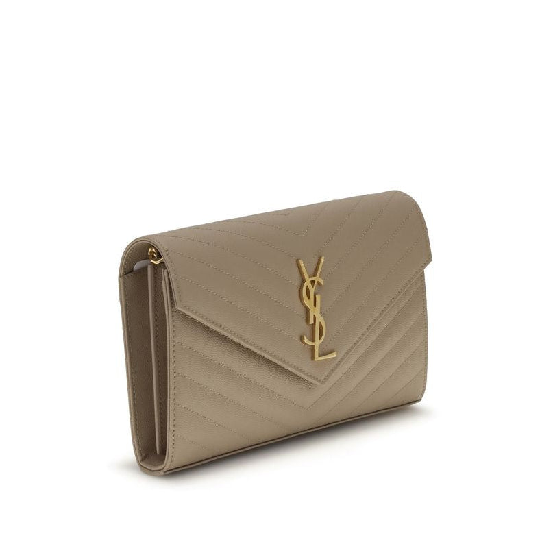 Sac bandoulière Bos Taurus en cuir de veau beige Saint Laurent