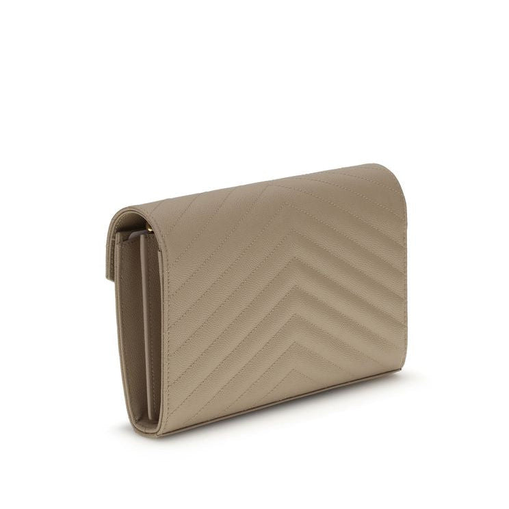 Sac bandoulière Bos Taurus en cuir de veau beige Saint Laurent
