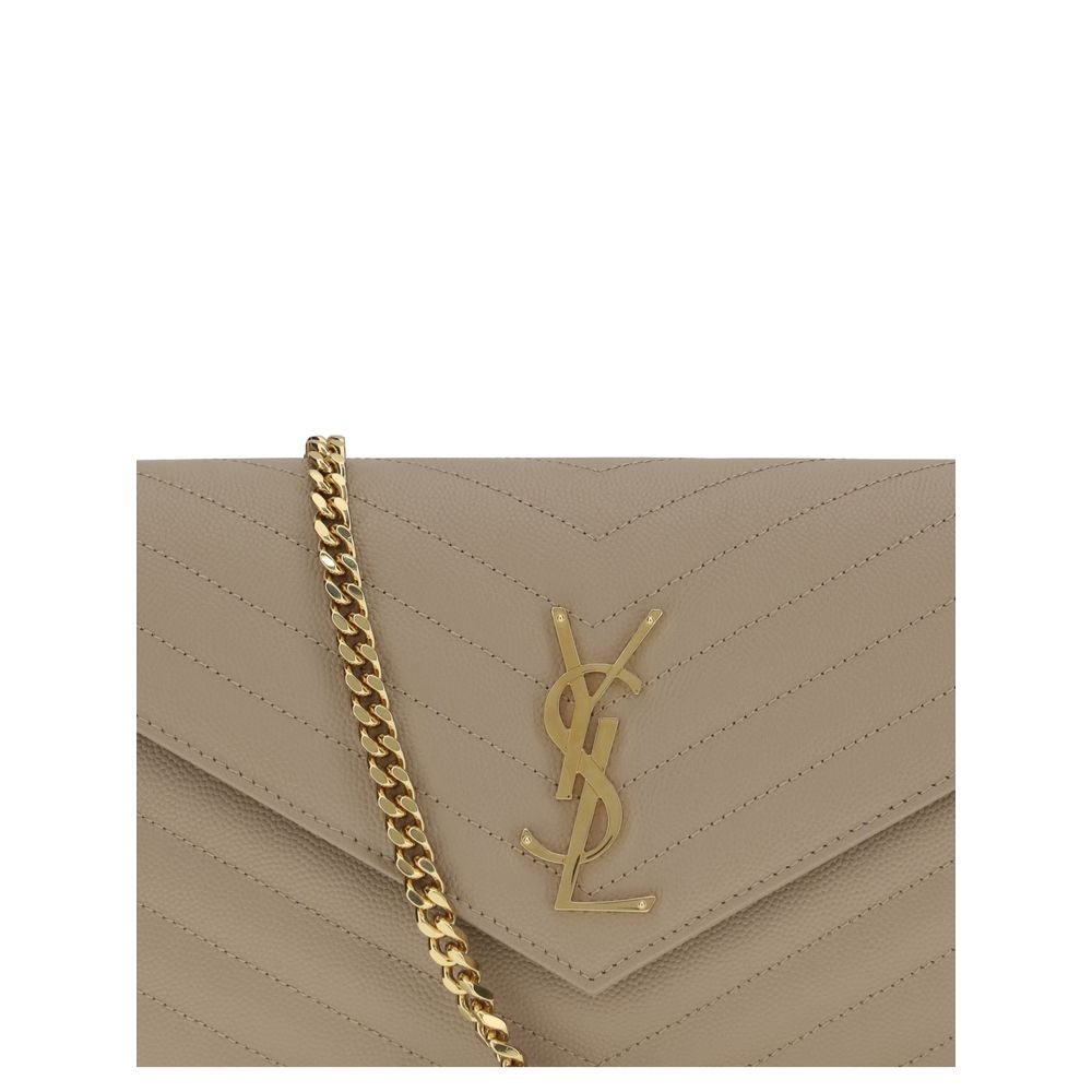 Sac bandoulière Bos Taurus en cuir de veau beige Saint Laurent