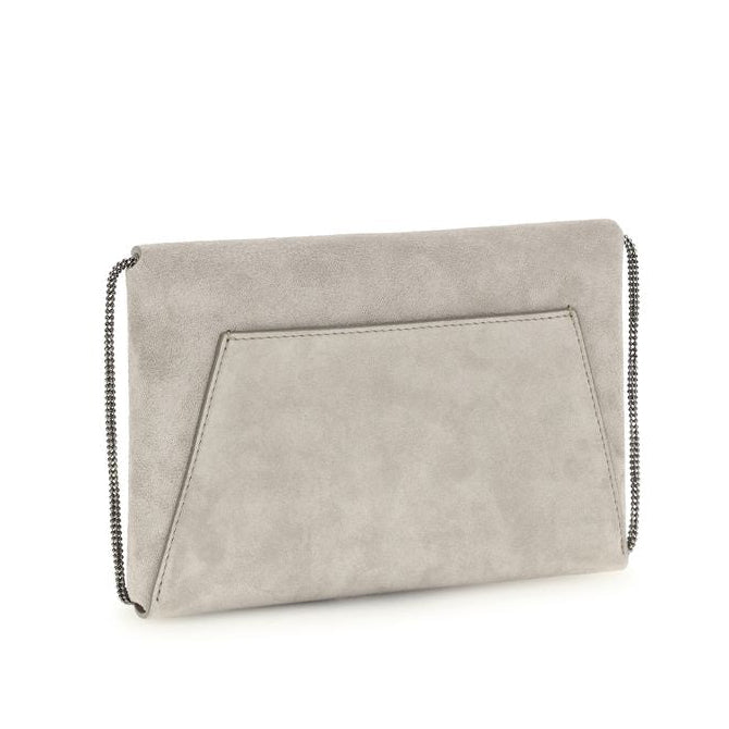Sac bandoulière Bos Taurus en cuir de veau gris Brunello Cucinelli