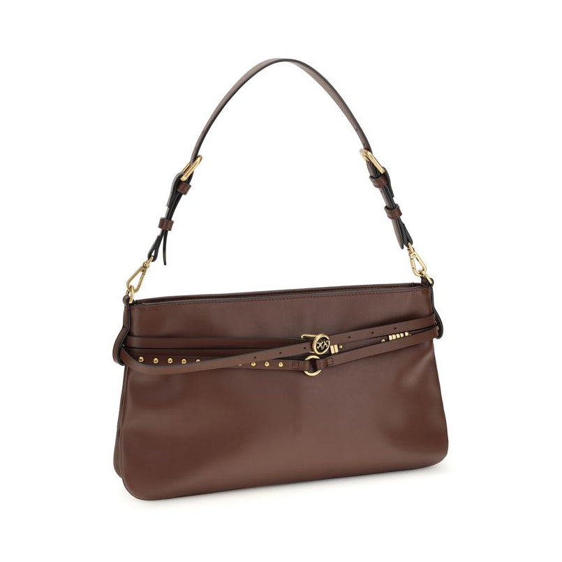 Sac bandoulière Bos Taurus en cuir de veau marron Pinko