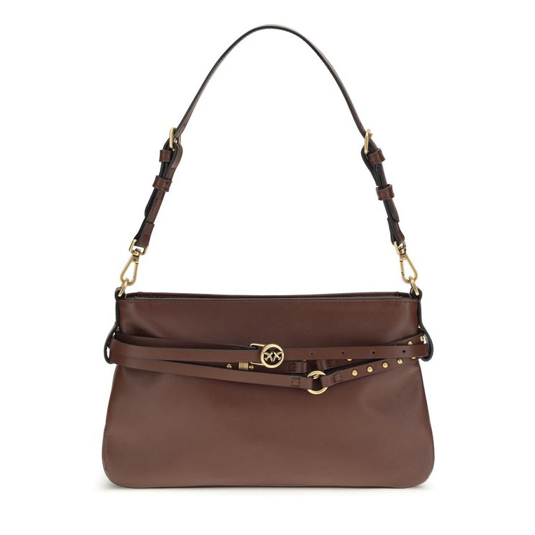 Sac bandoulière Bos Taurus en cuir de veau marron Pinko