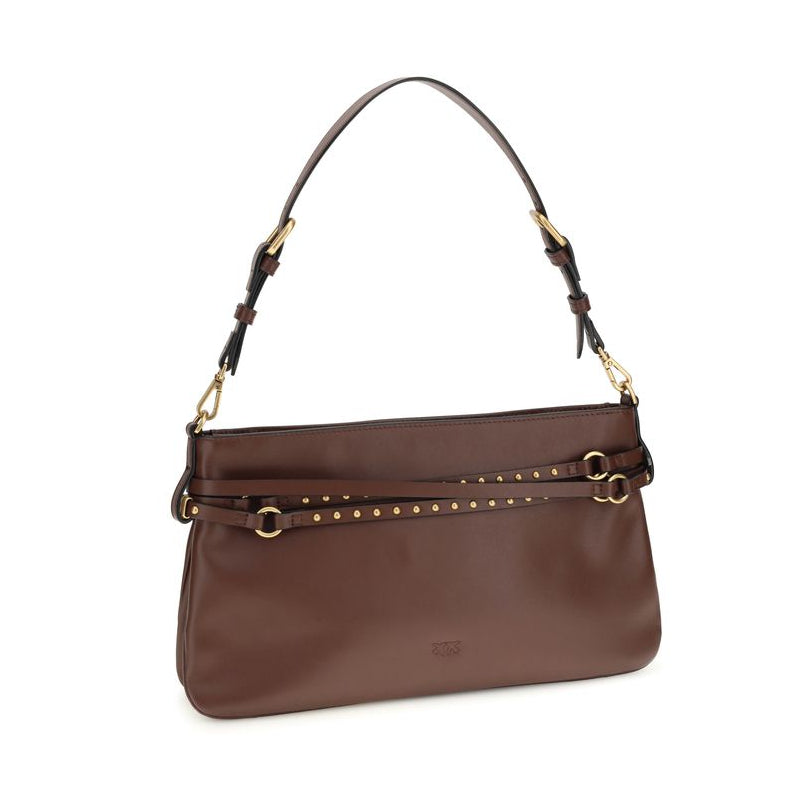Sac bandoulière Bos Taurus en cuir de veau marron Pinko