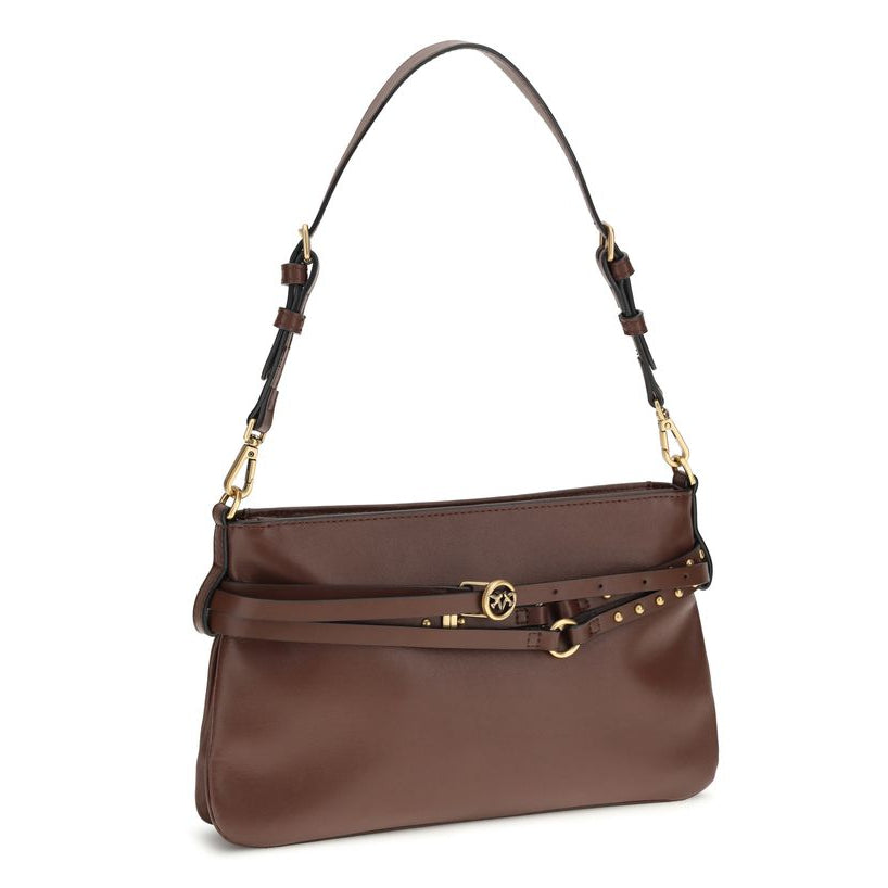 Sac bandoulière Bos Taurus en cuir de veau marron Pinko