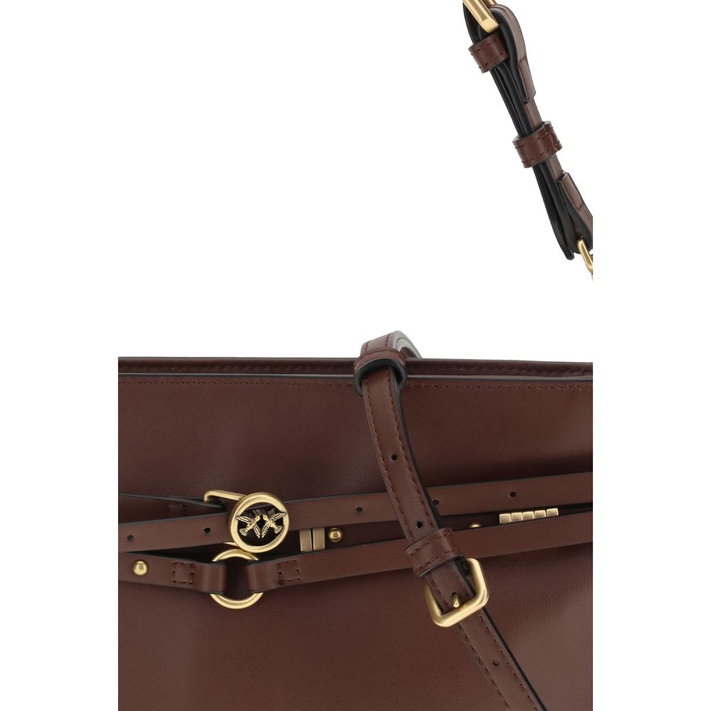Sac bandoulière Bos Taurus en cuir de veau marron Pinko