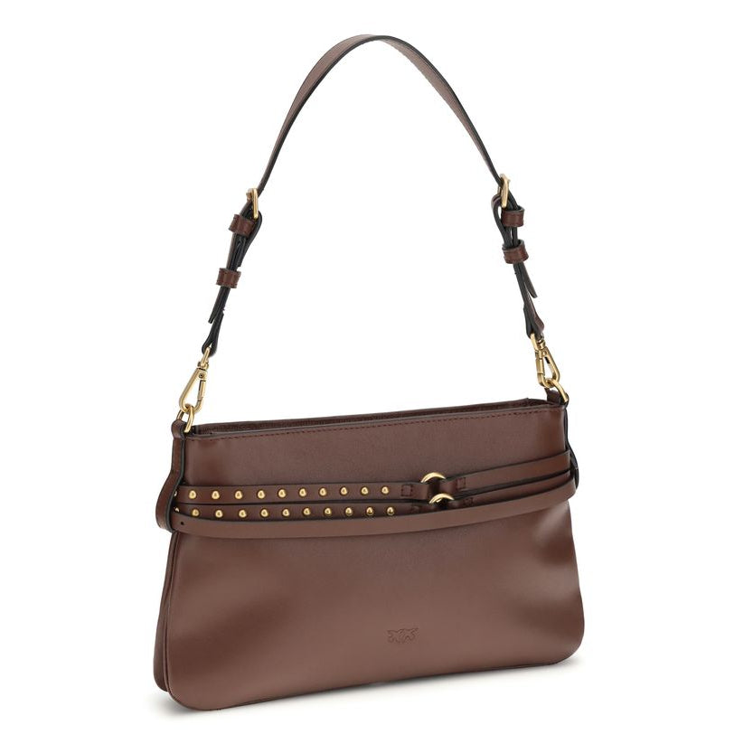 Sac bandoulière Bos Taurus en cuir de veau marron Pinko