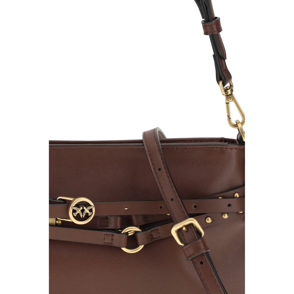 Sac bandoulière Bos Taurus en cuir de veau marron Pinko