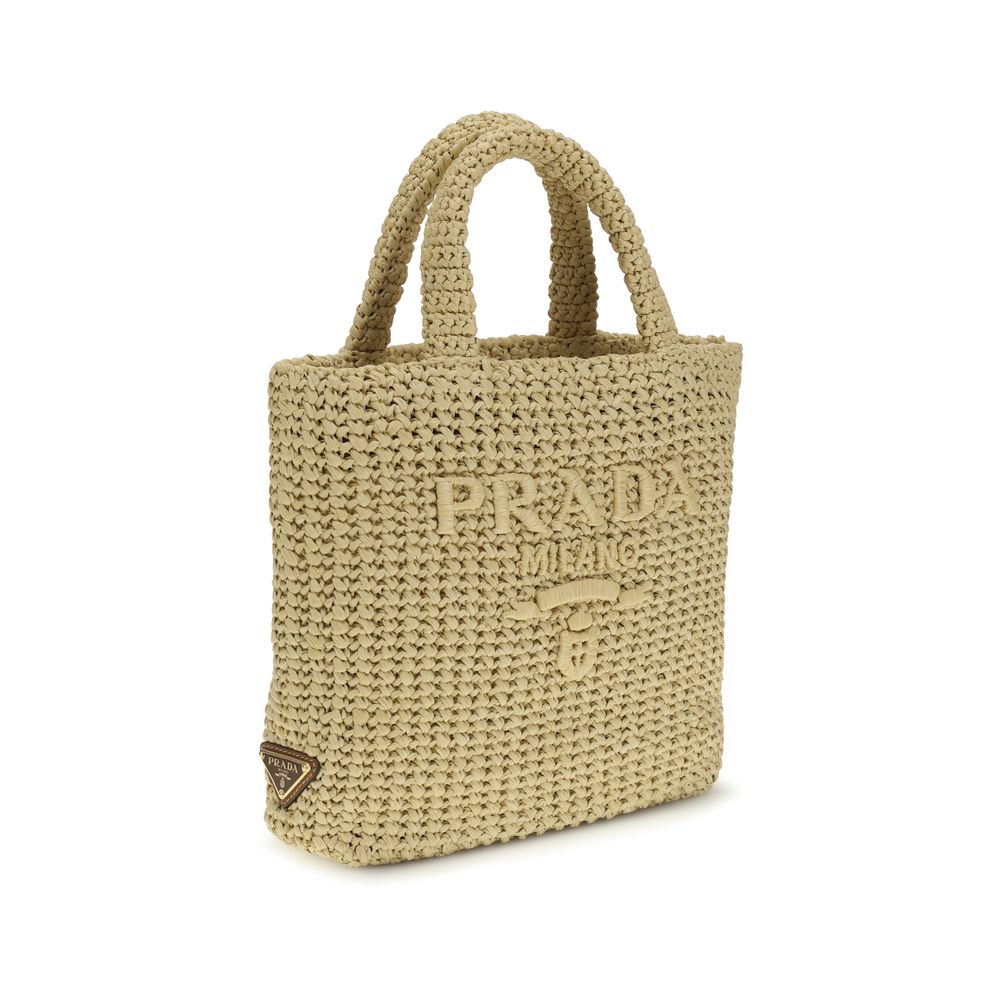 Sac à main cabas en viscose beige Prada