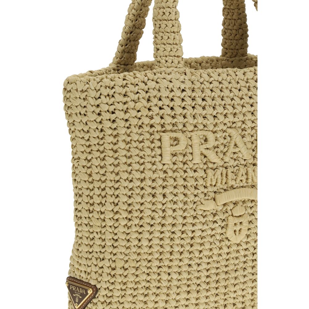 Sac à main cabas en viscose beige Prada