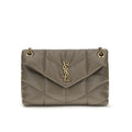 Bolso de hombro de cuero de cordero gris Saint Laurent