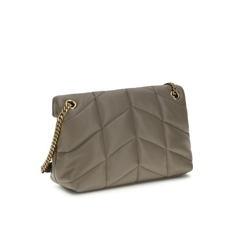 Bolso de hombro de cuero de cordero gris Saint Laurent