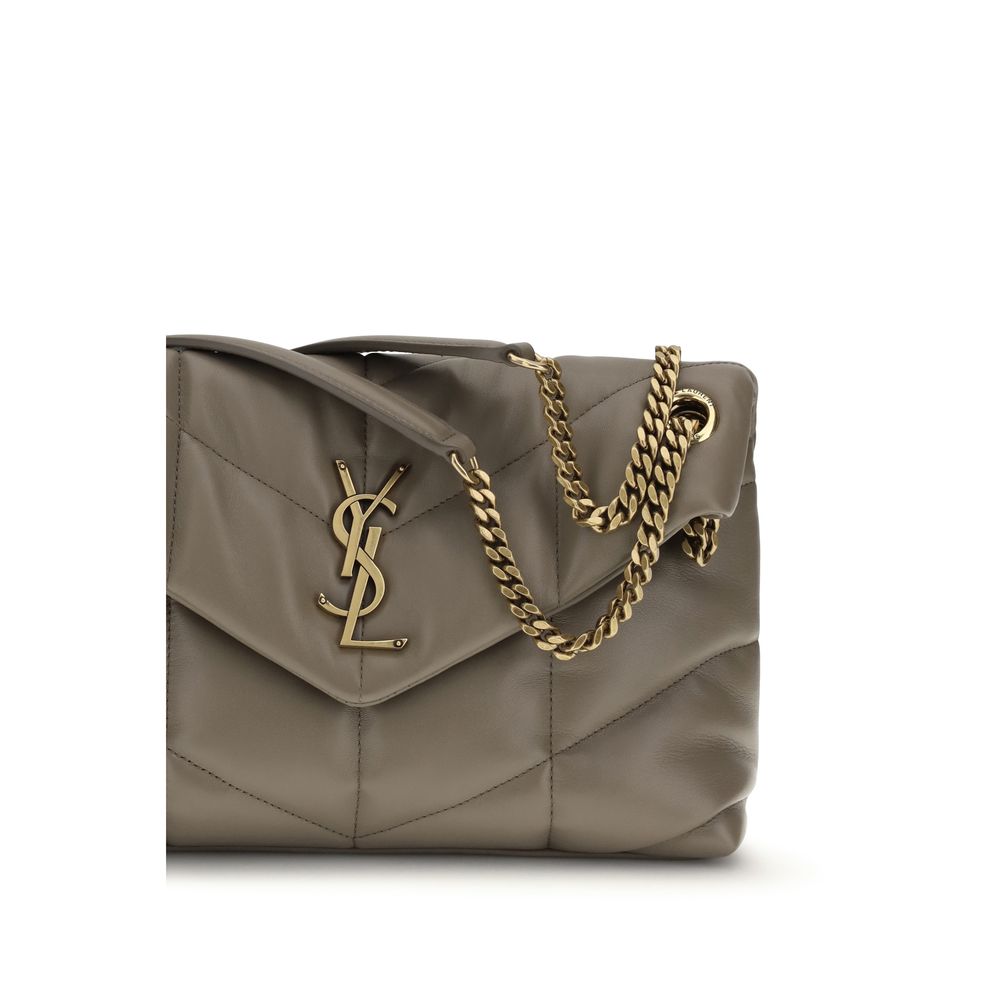 Bolso de hombro de cuero de cordero gris Saint Laurent