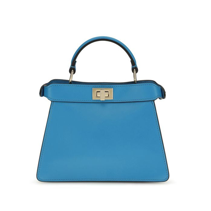 Sac à main Bos Taurus en cuir de veau bleu Fendi