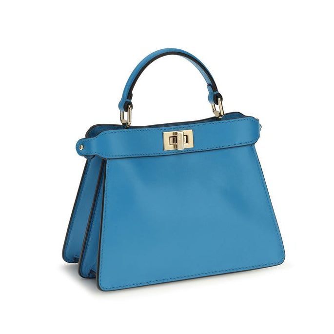 Sac à main Bos Taurus en cuir de veau bleu Fendi