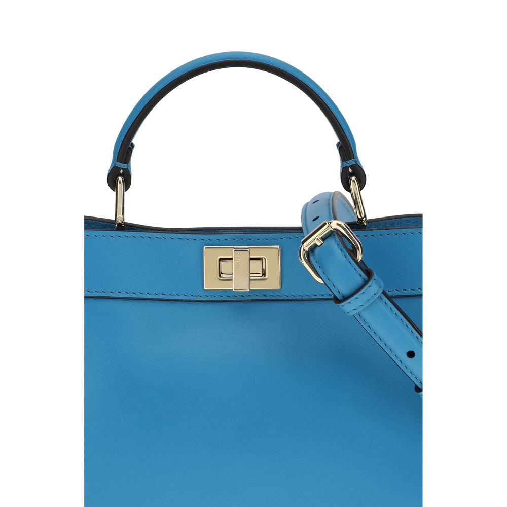 Sac à main Bos Taurus en cuir de veau bleu Fendi
