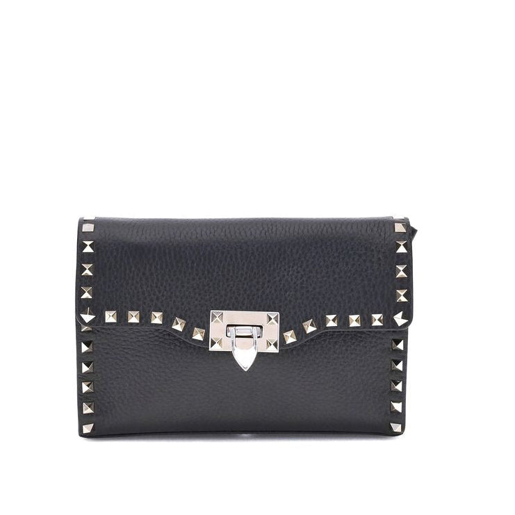 Sac bandoulière Bos Taurus en cuir de veau noir Valentino Garavani