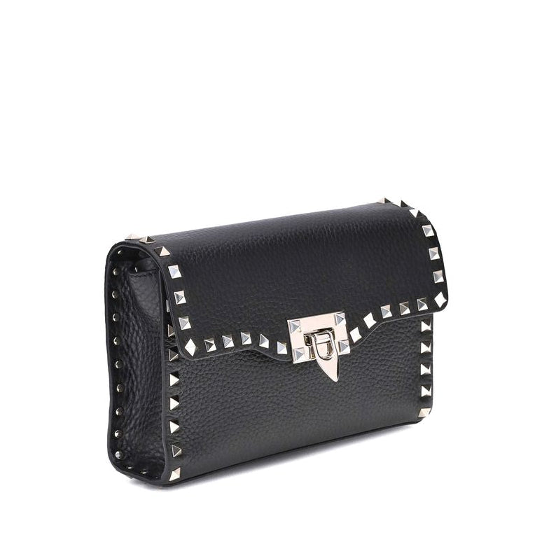 Sac bandoulière Bos Taurus en cuir de veau noir Valentino Garavani
