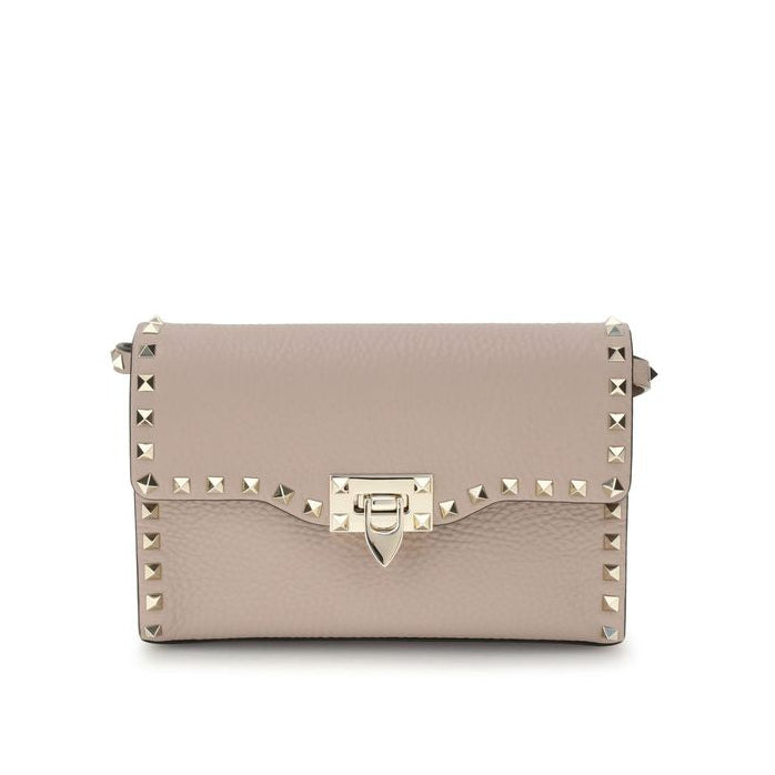 Sac bandoulière Bos Taurus en cuir de veau beige Valentino Garavani