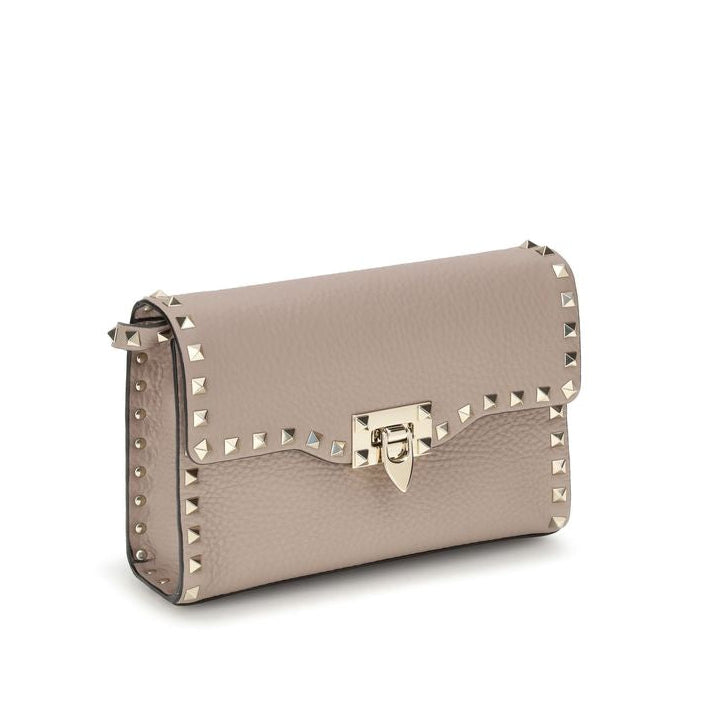 Sac bandoulière Bos Taurus en cuir de veau beige Valentino Garavani
