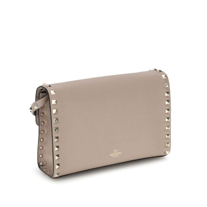 Sac bandoulière Bos Taurus en cuir de veau beige Valentino Garavani