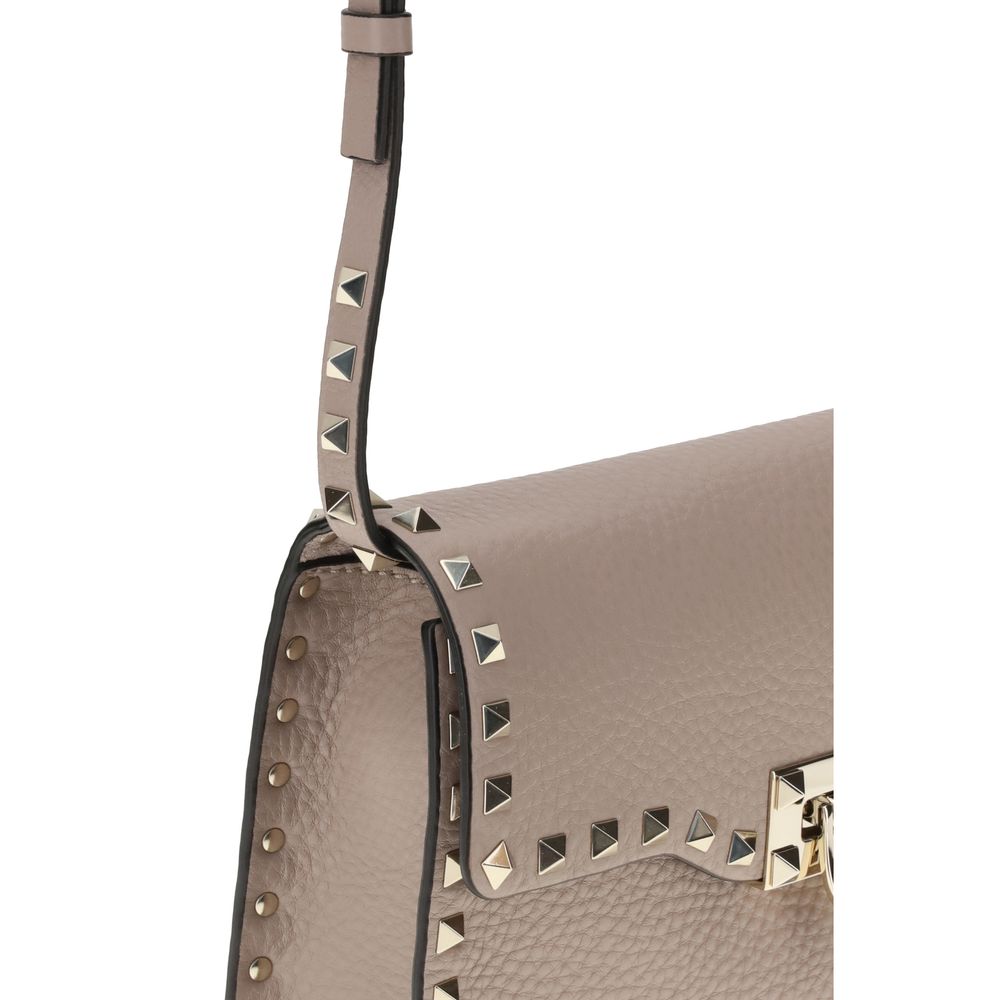 Sac bandoulière Bos Taurus en cuir de veau beige Valentino Garavani