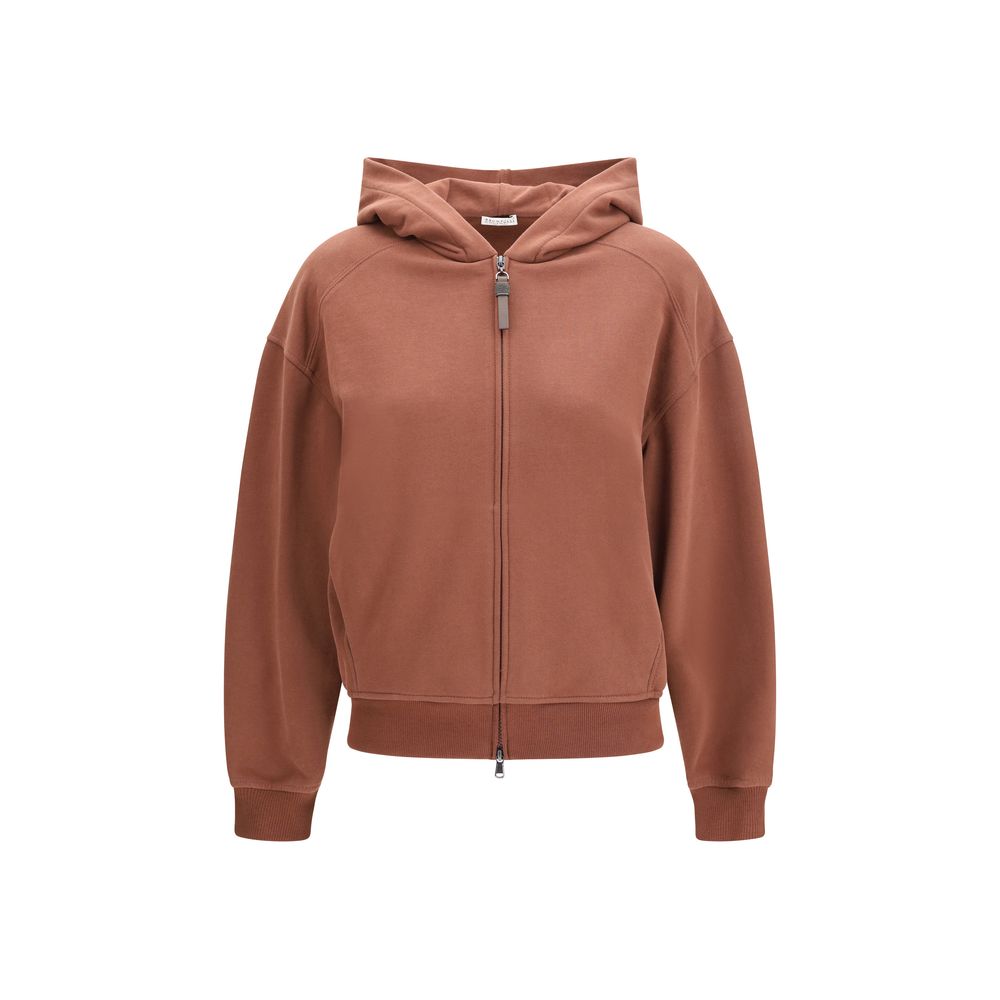 Sweat en coton marron Brunello Cucinelli