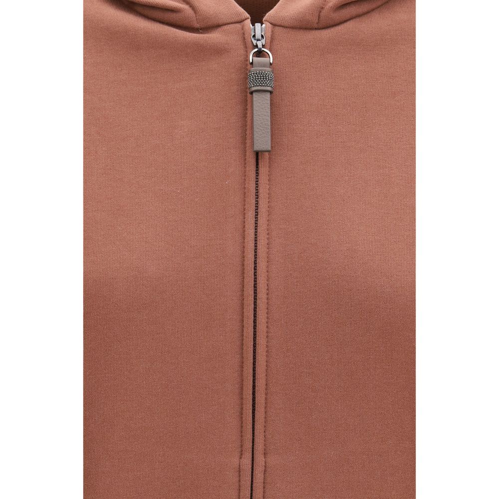 Sweat en coton marron Brunello Cucinelli