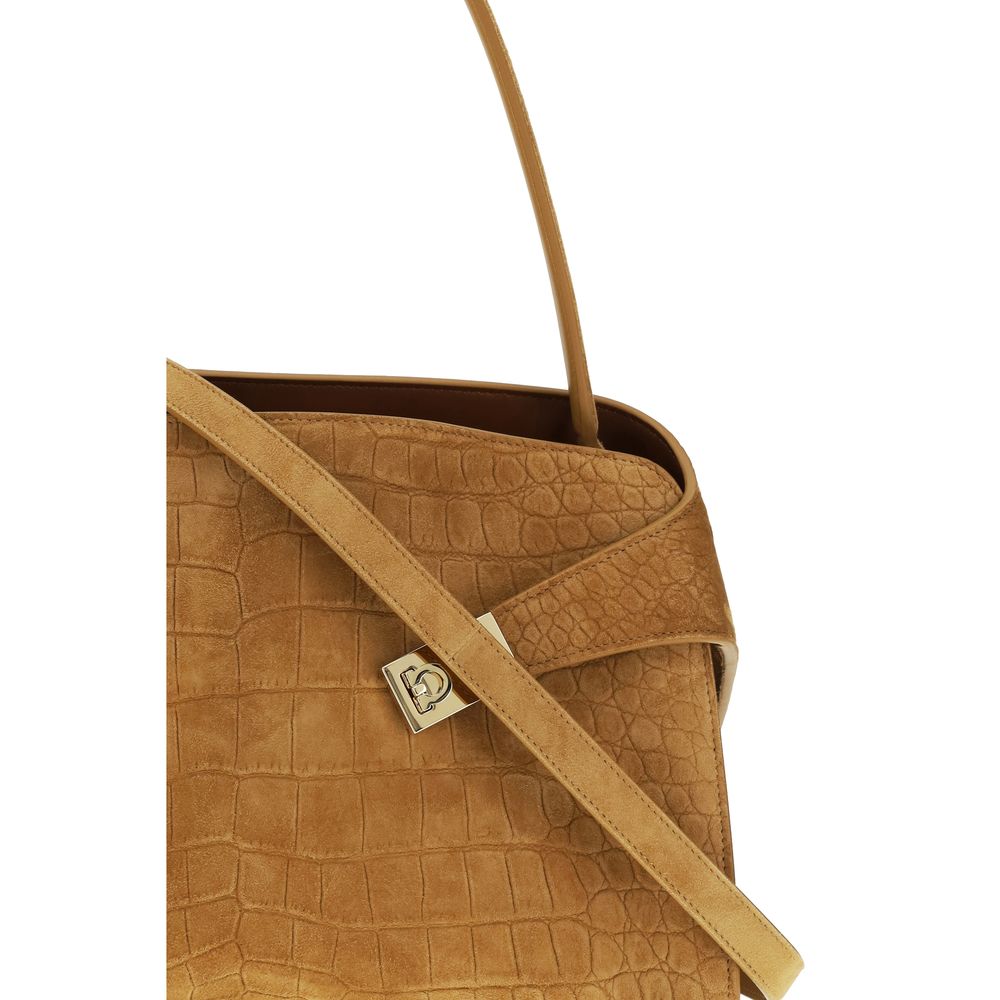 Ferragamo beige goat leather shoulder bag