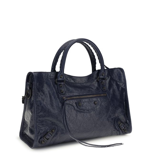Sac à main Bos Taurus en cuir de veau bleu Balenciaga