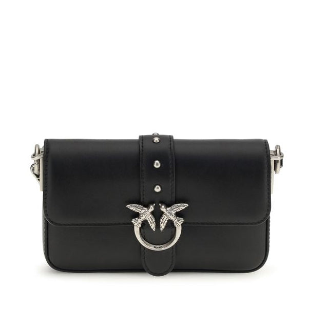Sac bandoulière Bos Taurus en cuir de veau noir Pinko