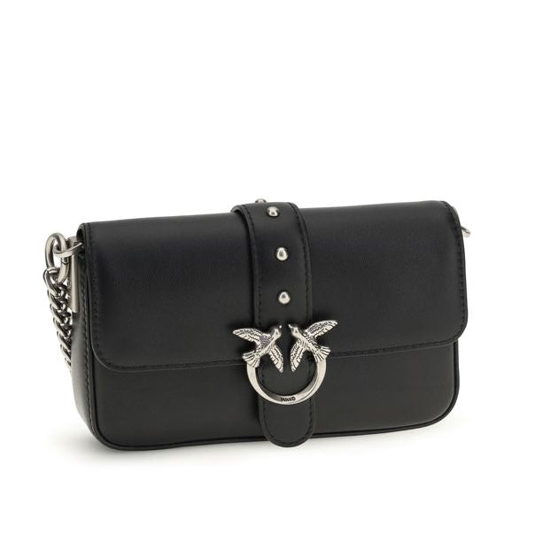Sac bandoulière Bos Taurus en cuir de veau noir Pinko