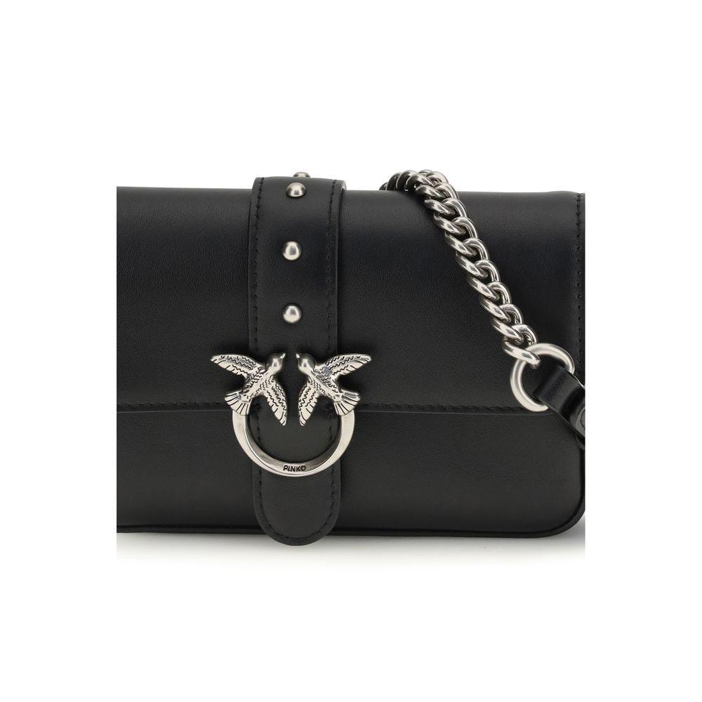 Sac bandoulière Bos Taurus en cuir de veau noir Pinko