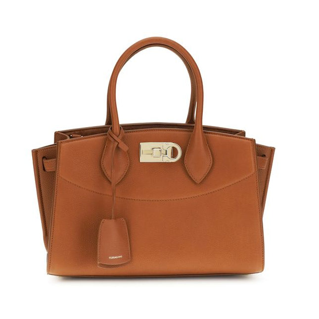 Bolso de mano Ferragamo Bos Taurus en piel de becerro marrón