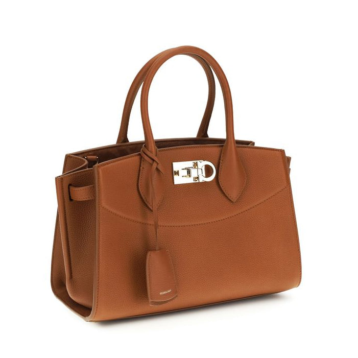 Bolso de mano Ferragamo Bos Taurus en piel de becerro marrón