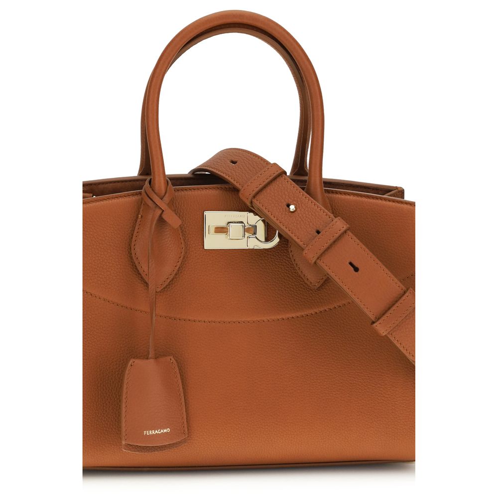 Bolso de mano Ferragamo Bos Taurus en piel de becerro marrón