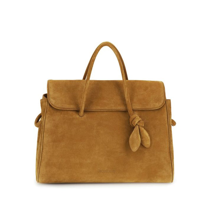 Sac à main Cabas Bos Taurus en cuir de veau beige Jacquemus