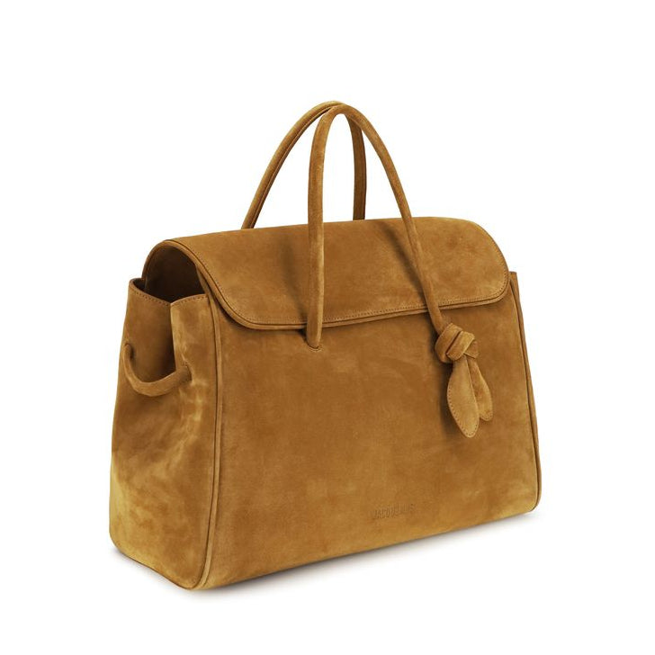Sac à main Cabas Bos Taurus en cuir de veau beige Jacquemus
